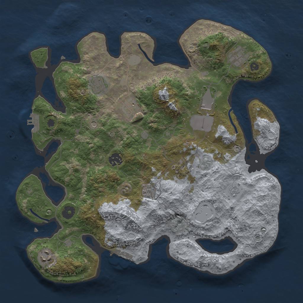 Rust Map: Procedural Map, Size: 3500, Seed: 1125021553, 15 Monuments
