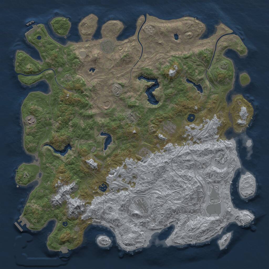 Rust Map: Procedural Map, Size: 5000, Seed: 1147764926, 16 Monuments