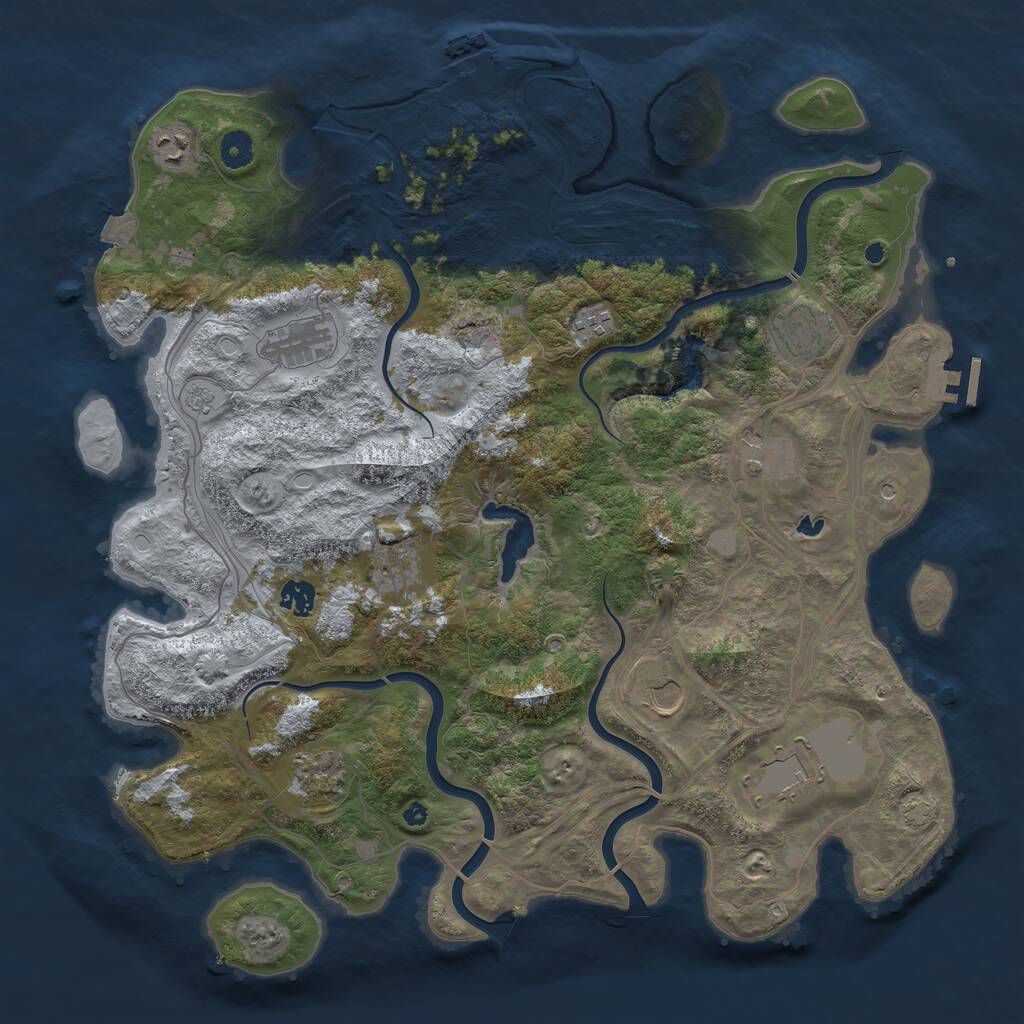 Rust Map: Procedural Map, Size: 4300, Seed: 637884441, 16 Monuments