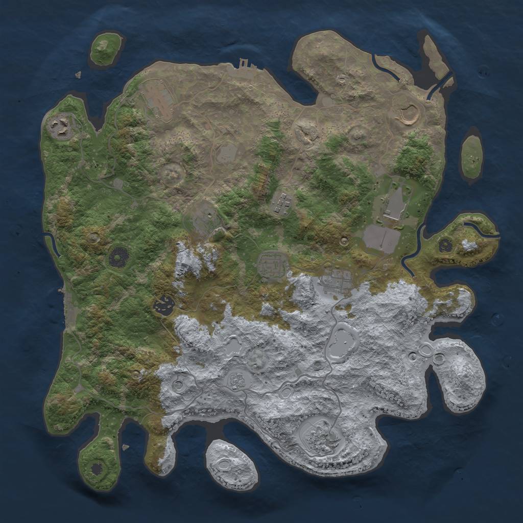 Rust Map: Procedural Map, Size: 3850, Seed: 2023, 17 Monuments