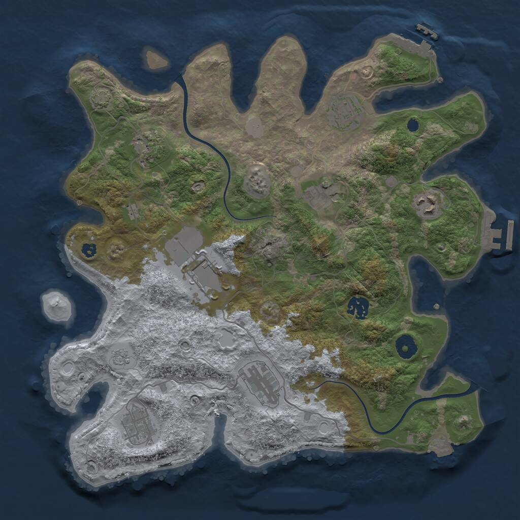 Rust Map: Procedural Map, Size: 3500, Seed: 562356, 13 Monuments