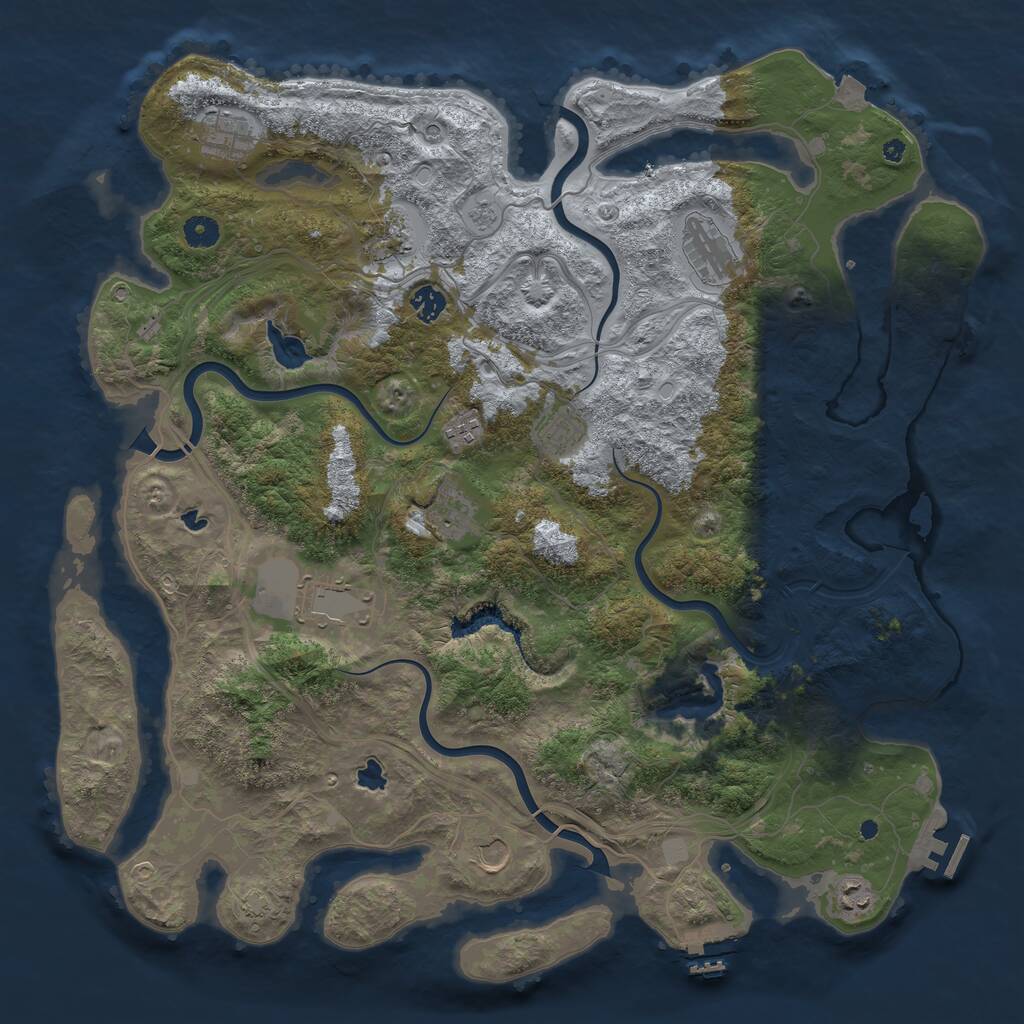 Rust Map: Procedural Map, Size: 4500, Seed: 1831358546, 16 Monuments