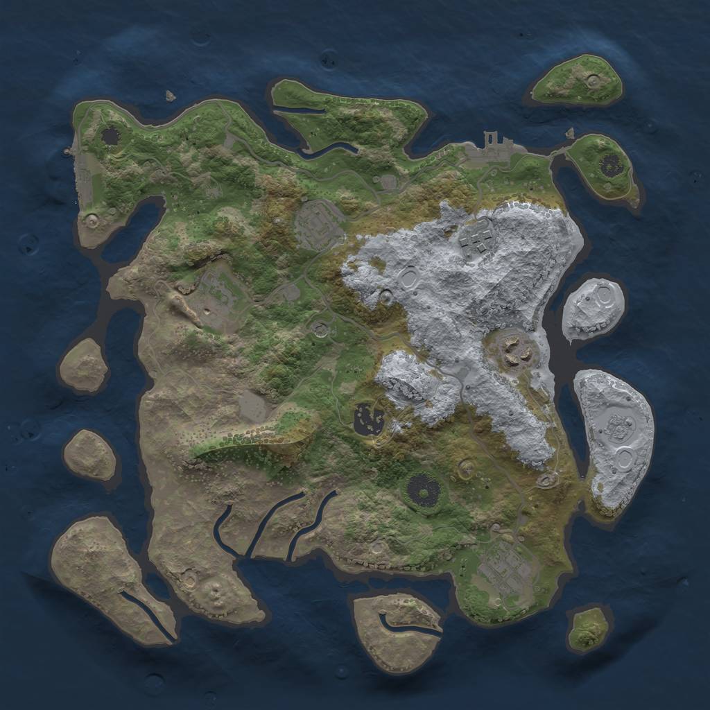 Rust Map: Procedural Map, Size: 3250, Seed: 797036426, 13 Monuments