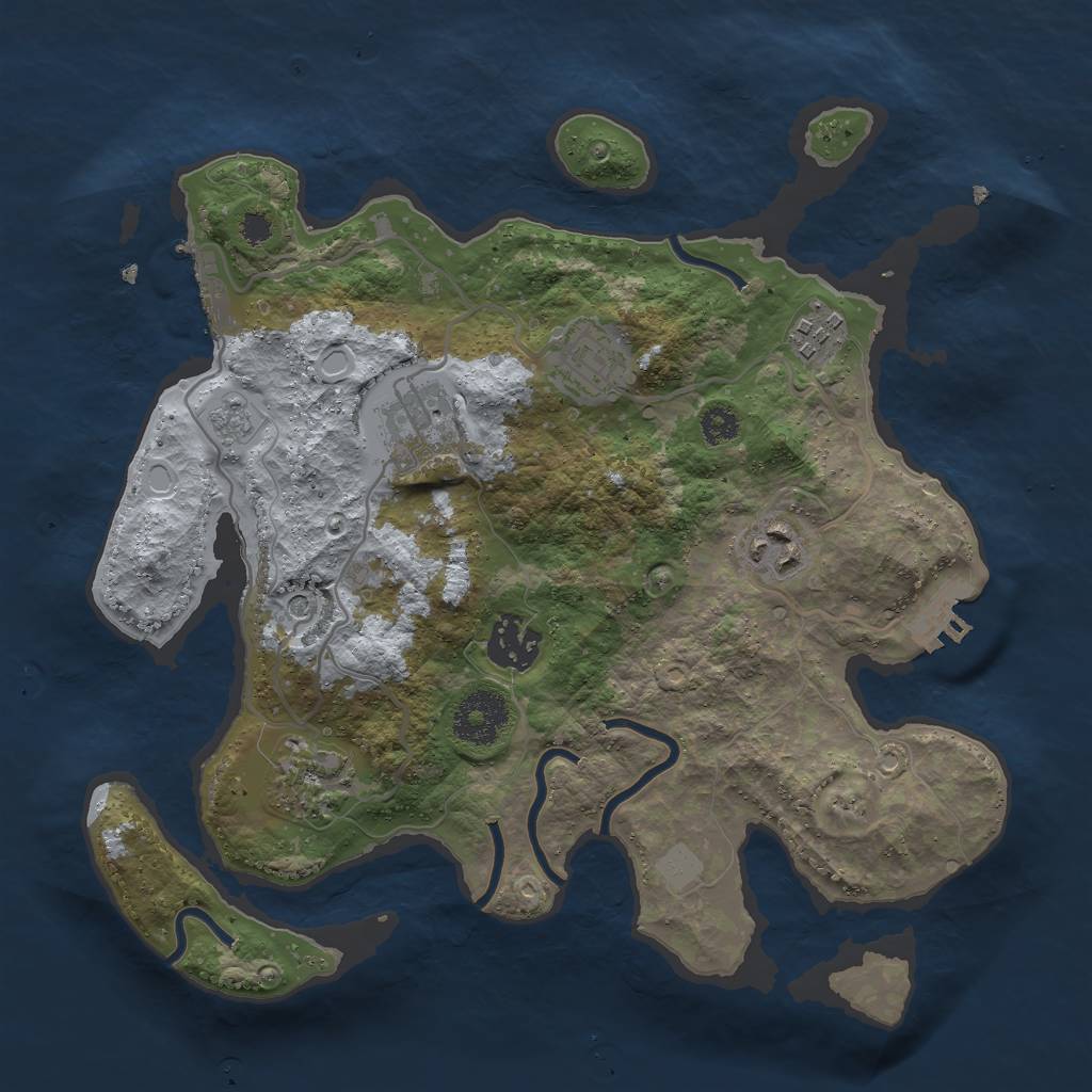 Rust Map: Procedural Map, Size: 3000, Seed: 6587413, 13 Monuments