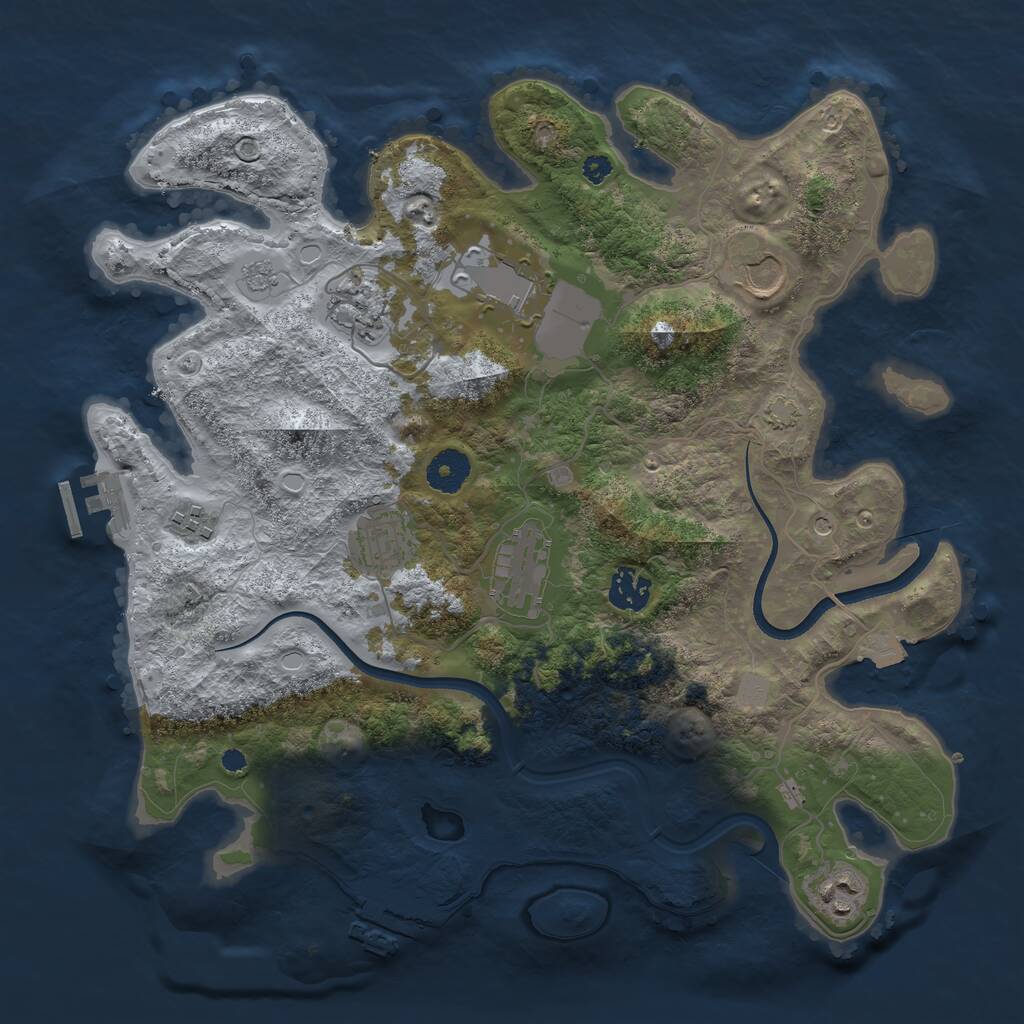 Rust Map: Procedural Map, Size: 3600, Seed: 1292383197, 14 Monuments