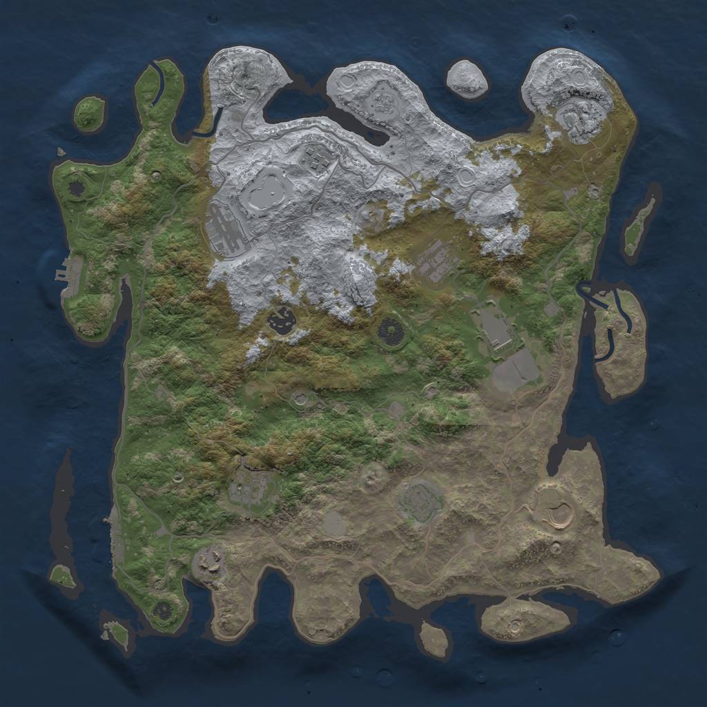 Rust Map: Procedural Map, Size: 4000, Seed: 1451543676, 17 Monuments