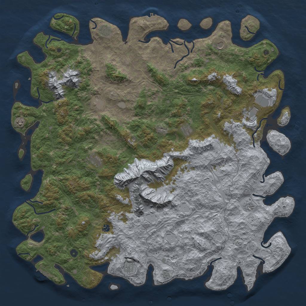 Rust Map: Procedural Map, Size: 6000, Seed: 28850, 18 Monuments