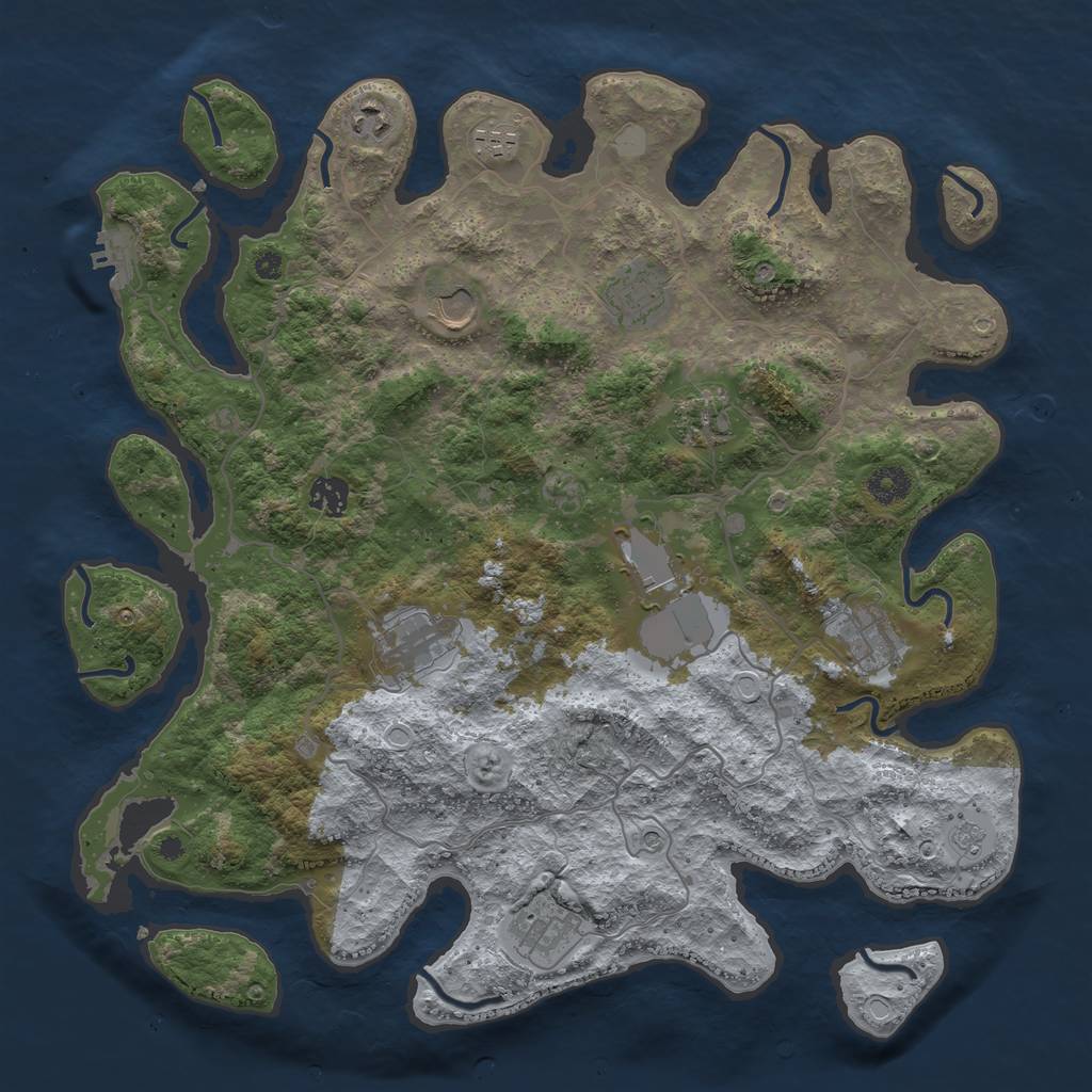 Rust Map: Procedural Map, Size: 4000, Seed: 1119595208, 16 Monuments