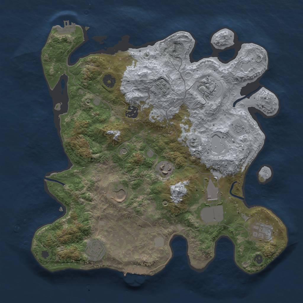 Rust Map: Procedural Map, Size: 3500, Seed: 19262, 15 Monuments