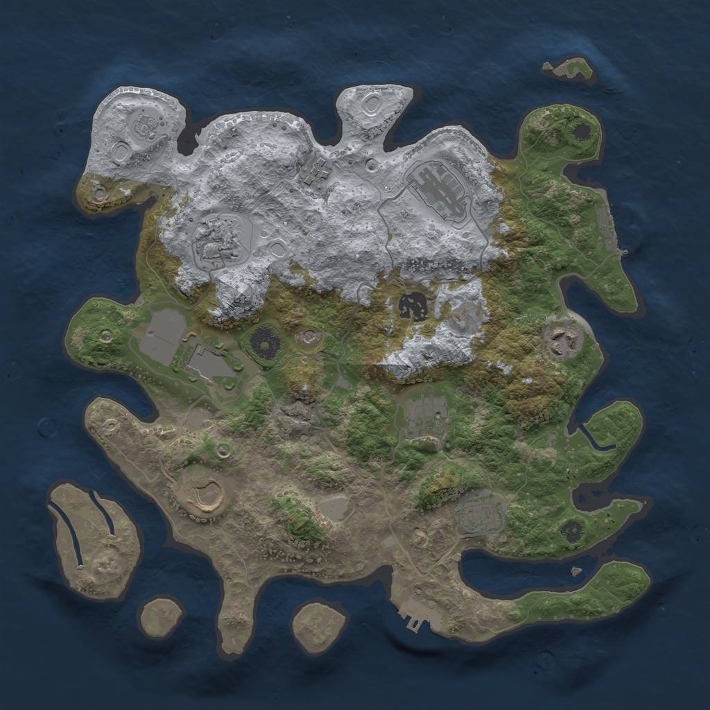 Rust Map: Procedural Map, Size: 3500, Seed: 58607551, 16 Monuments