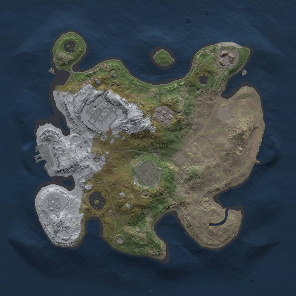 Rust Map: Procedural Map, Size: 2500, Seed: 613425, 11 Monuments