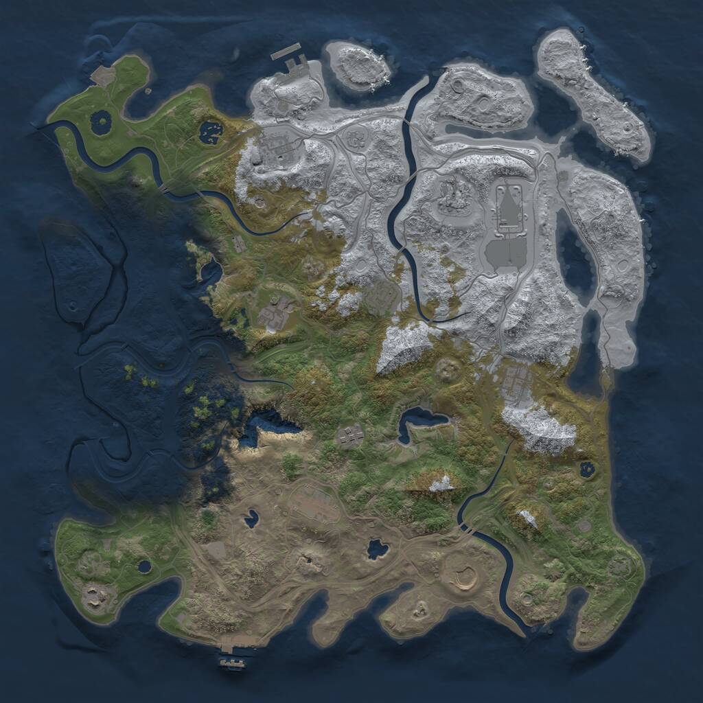 Rust Map: Procedural Map, Size: 4500, Seed: 123745387, 17 Monuments