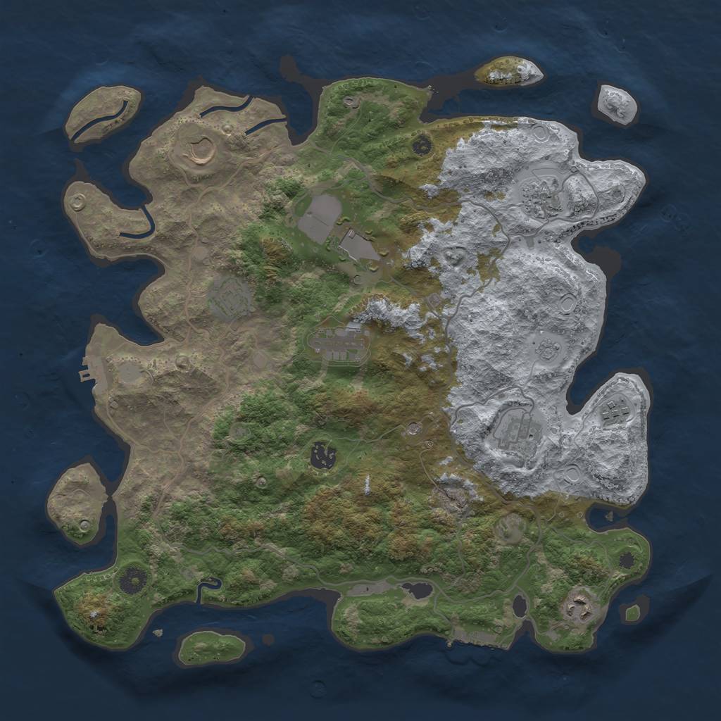 Rust Map: Procedural Map, Size: 4000, Seed: 55634321, 16 Monuments