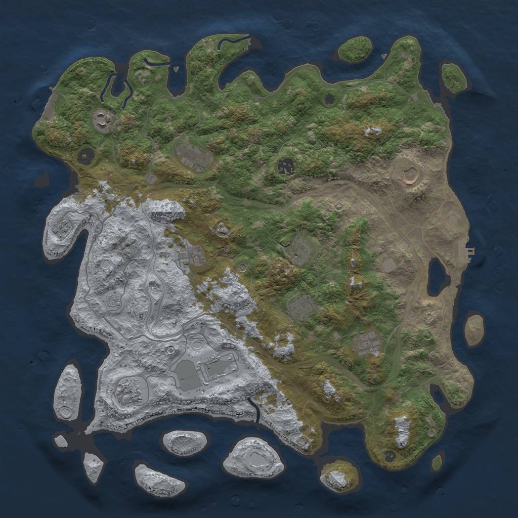 Rust Map: Procedural Map, Size: 4500, Seed: 510871363, 18 Monuments