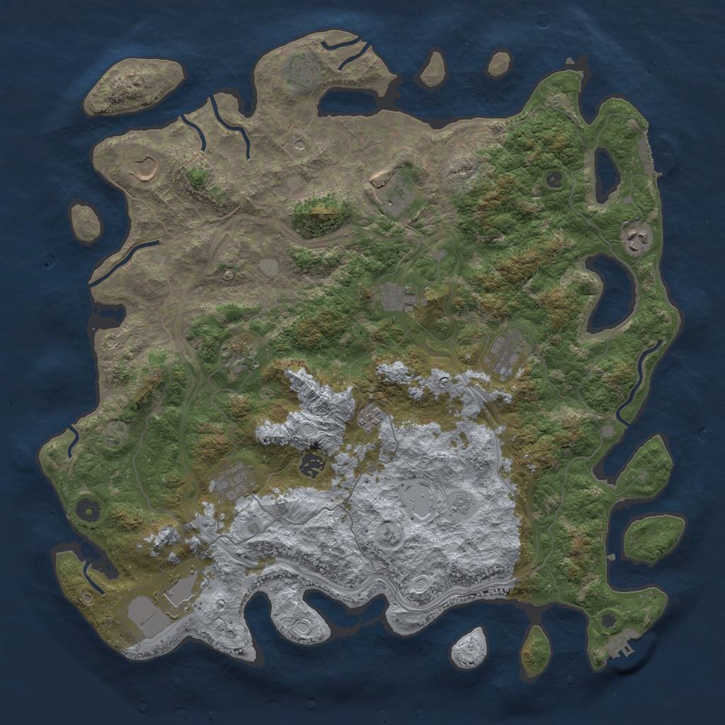 Rust Map: Procedural Map, Size: 4500, Seed: 891554294, 18 Monuments