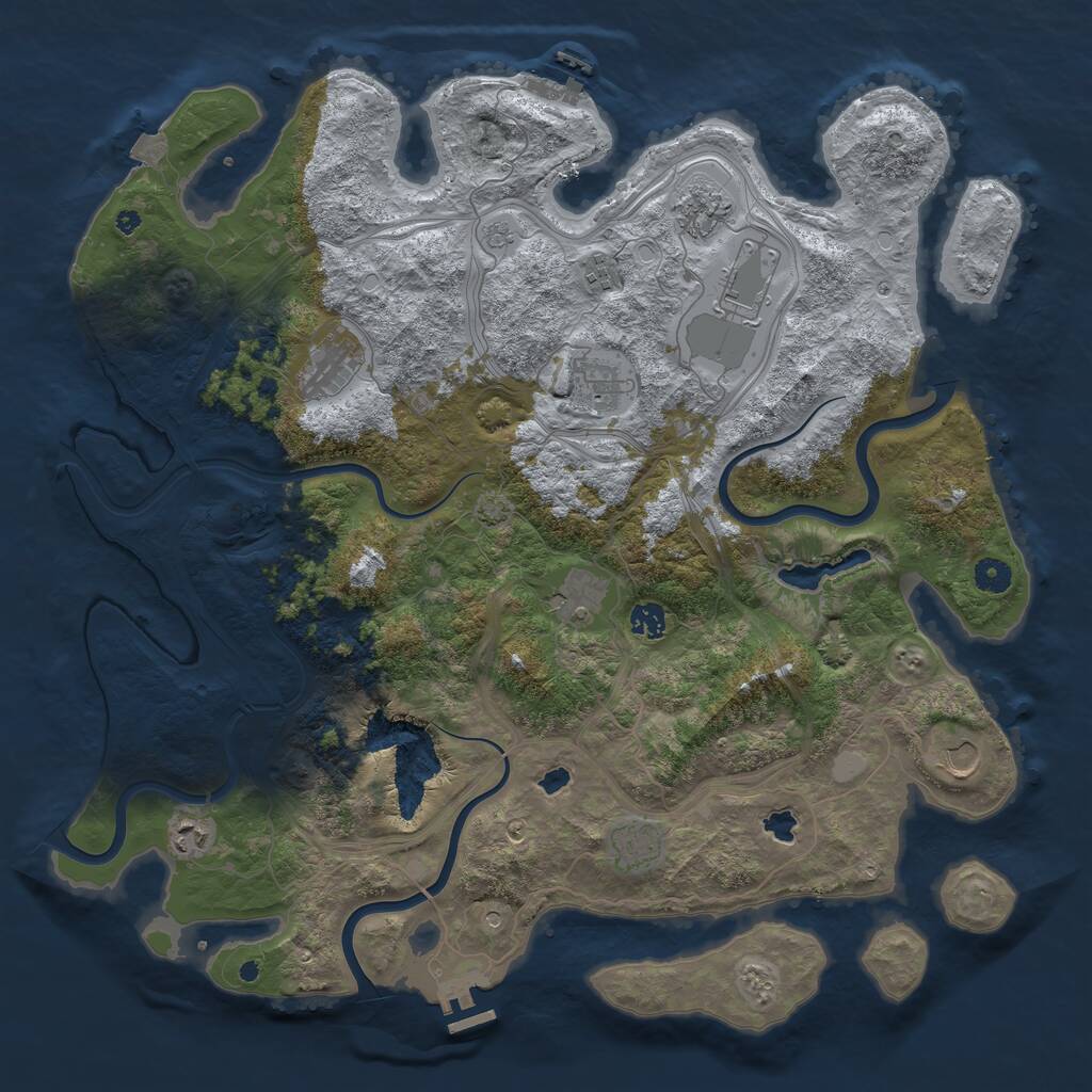 Rust Map: Procedural Map, Size: 4500, Seed: 43284152, 16 Monuments