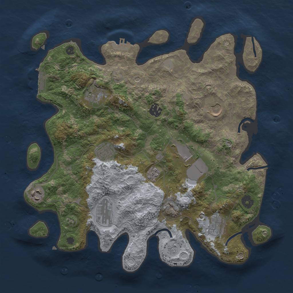Rust Map: Procedural Map, Size: 3500, Seed: 418788012, 16 Monuments
