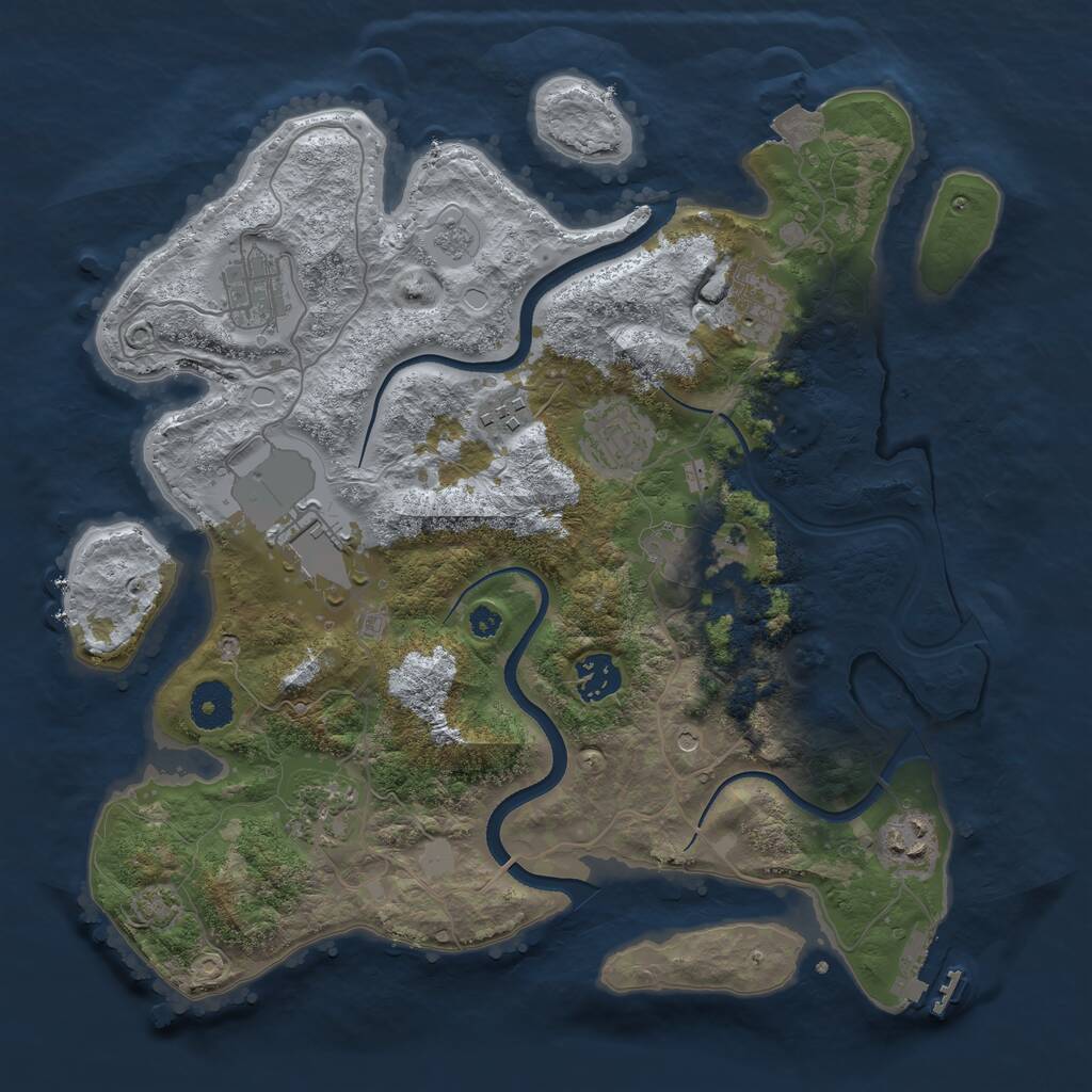 Rust Map: Procedural Map, Size: 3500, Seed: 1203329968, 14 Monuments