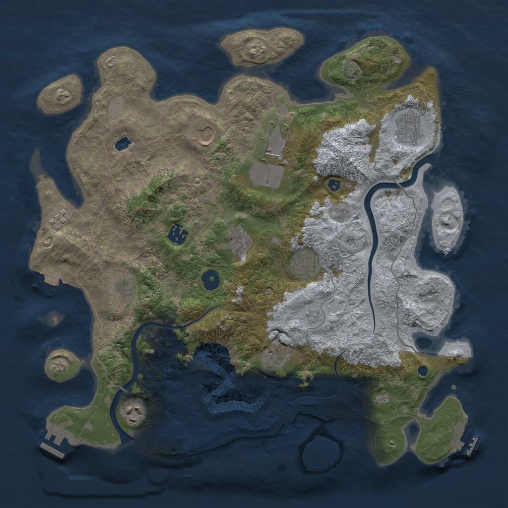 Rust Map: Procedural Map, Size: 4000, Seed: 39697, 16 Monuments