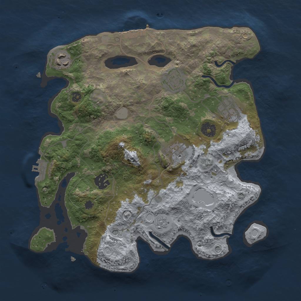 Rust Map: Procedural Map, Size: 3000, Seed: 1219127692, 12 Monuments