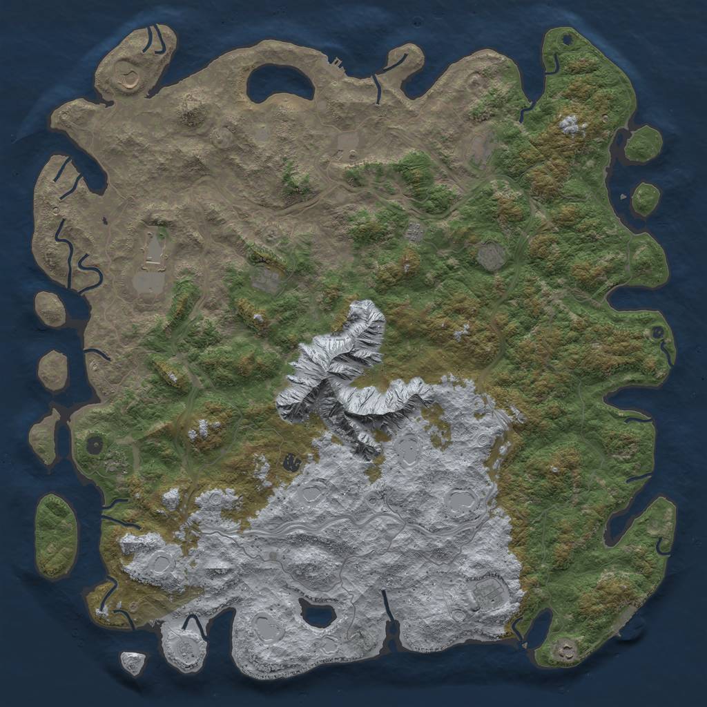 Rust Map: Procedural Map, Size: 6000, Seed: 555555555, 18 Monuments