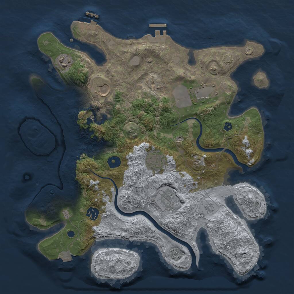 Rust Map: Procedural Map, Size: 3500, Seed: 5043568, 13 Monuments