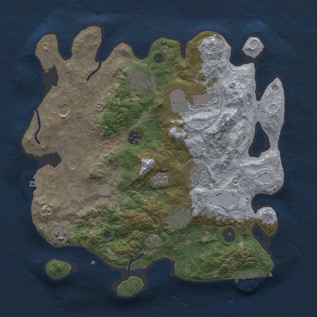 Rust Map: Procedural Map, Size: 3500, Seed: 1258169980, 15 Monuments