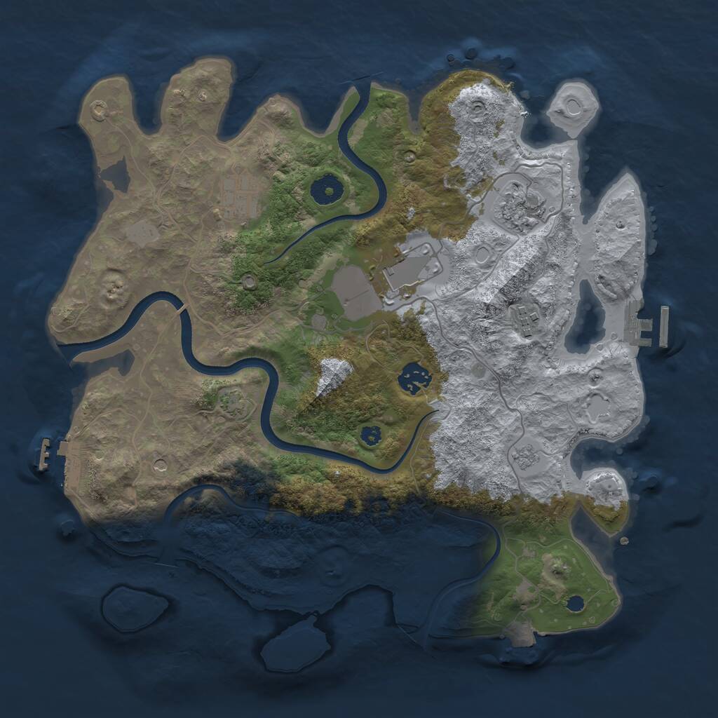 Rust Map: Procedural Map, Size: 3500, Seed: 1258169980, 11 Monuments