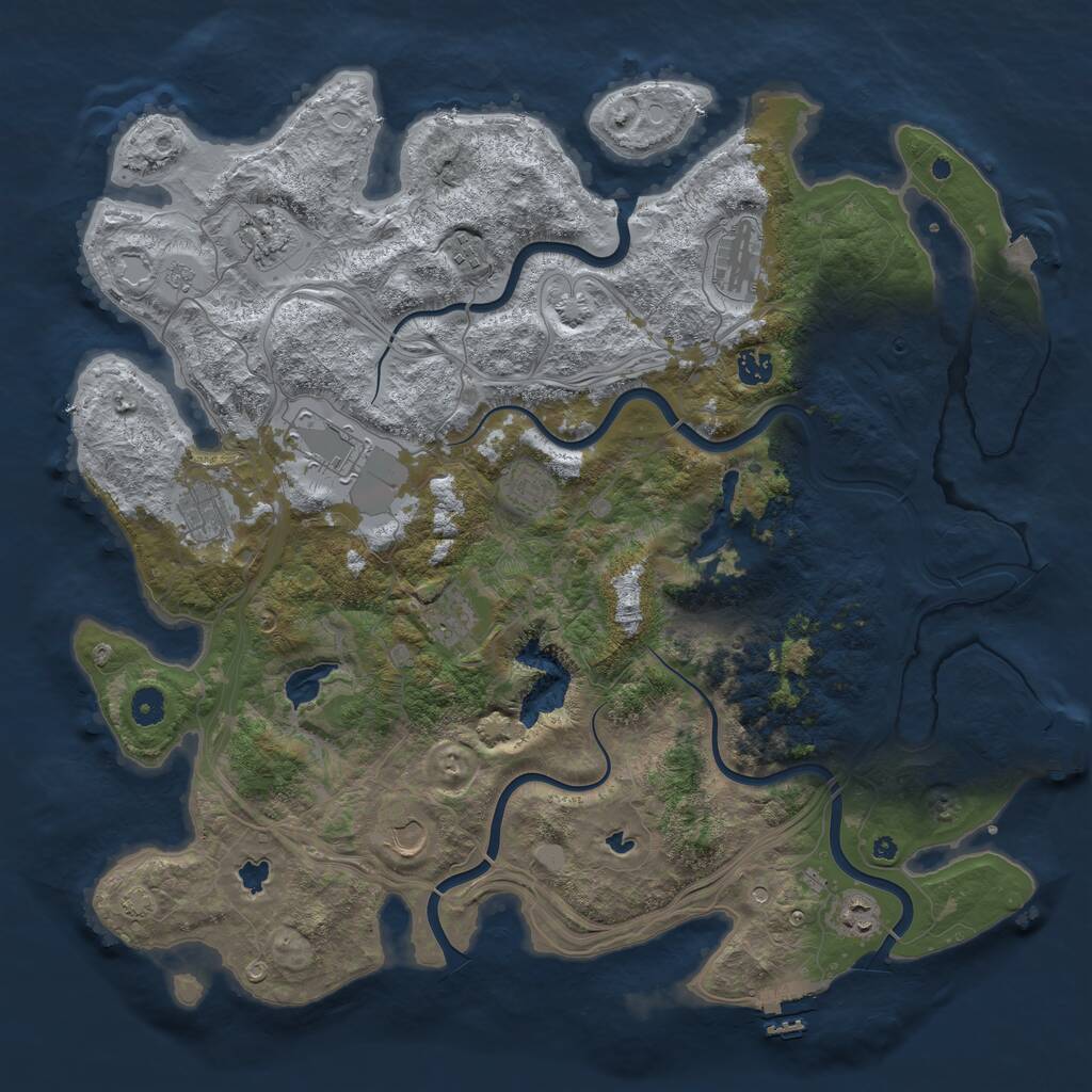 Rust Map: Procedural Map, Size: 4500, Seed: 421671549, 16 Monuments