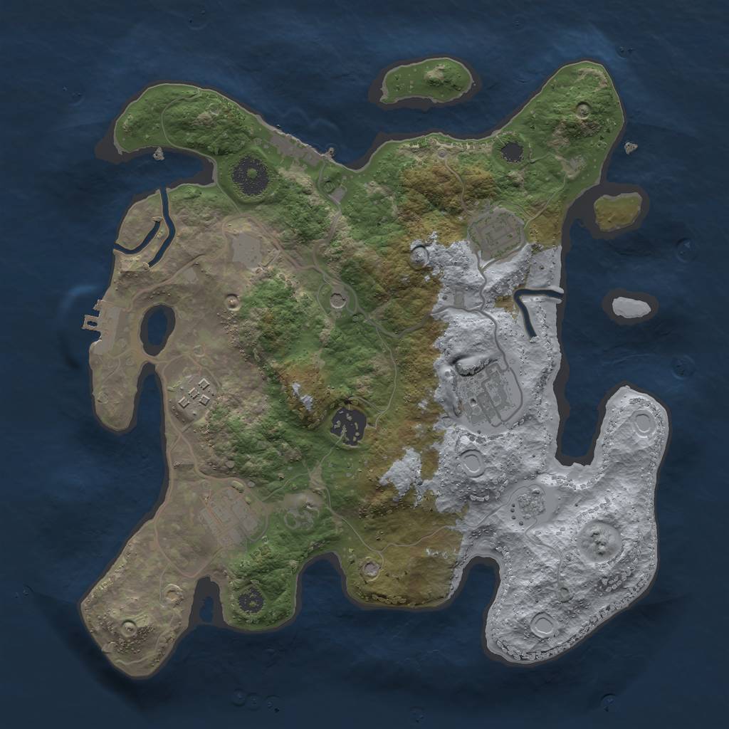 Rust Map: Procedural Map, Size: 3000, Seed: 693897420, 12 Monuments