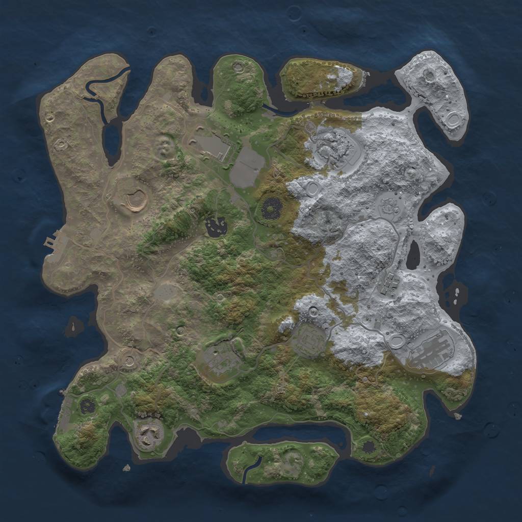 Rust Map: Procedural Map, Size: 3500, Seed: 1720939314, 16 Monuments