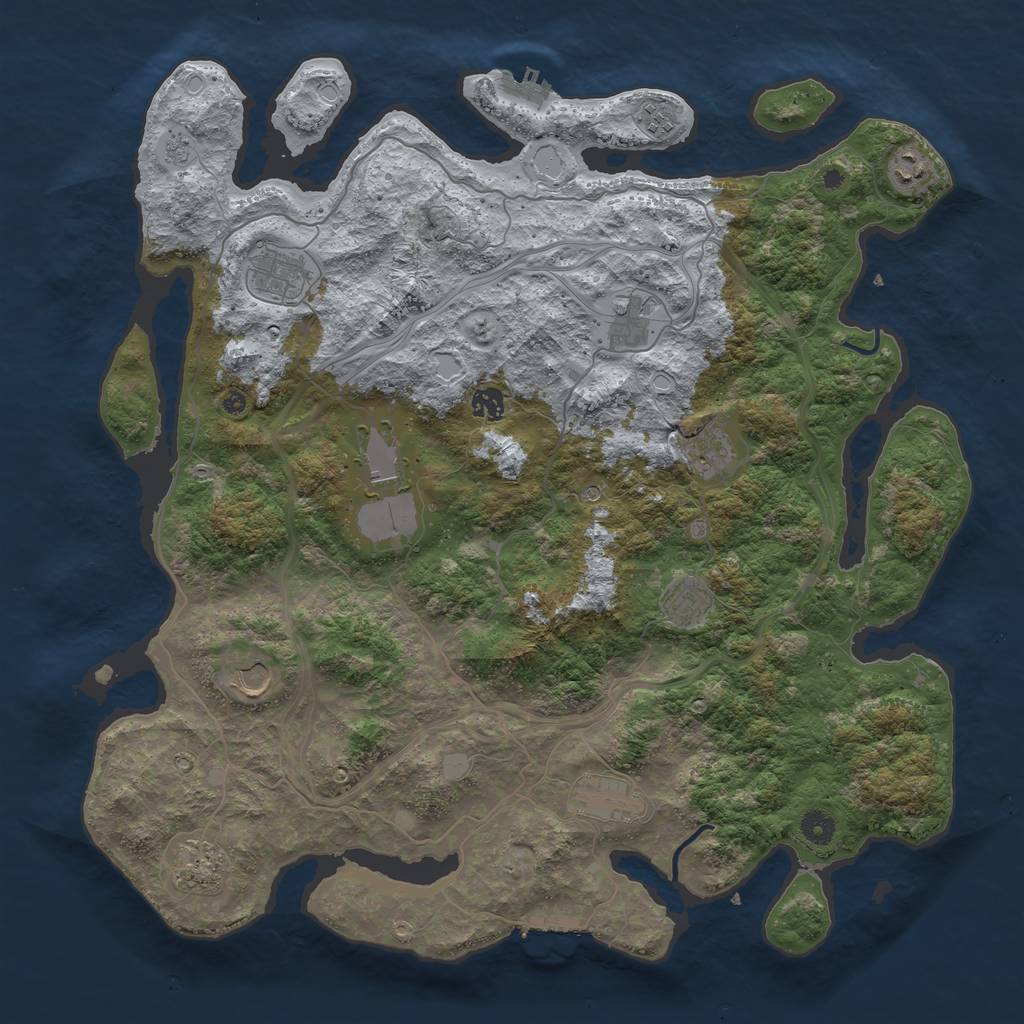 Rust Map: Procedural Map, Size: 4500, Seed: 1322580933, 18 Monuments