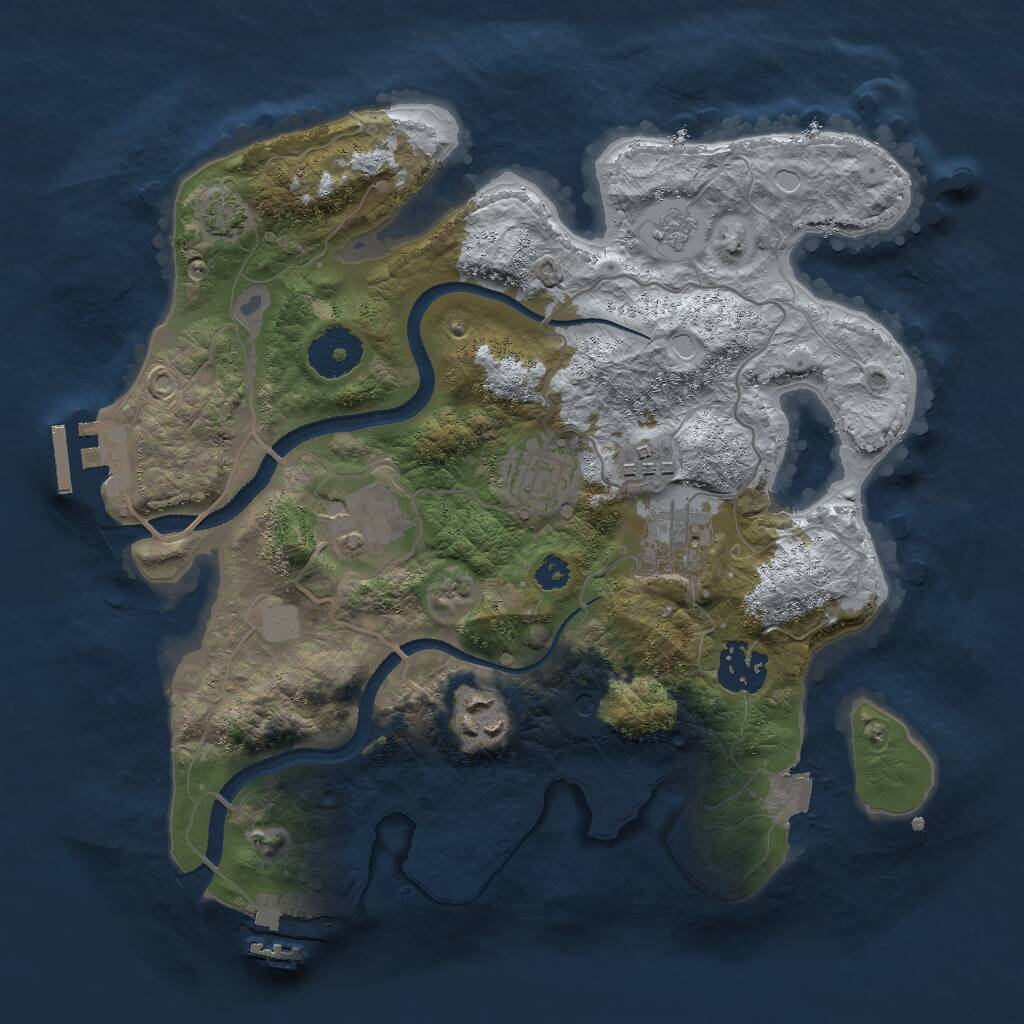 Rust Map: Procedural Map, Size: 3000, Seed: 21021, 12 Monuments
