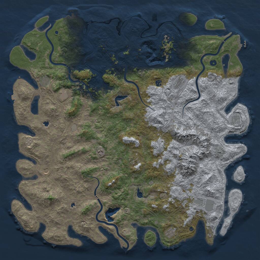 Rust Map: Procedural Map, Size: 6000, Seed: 500621, 17 Monuments