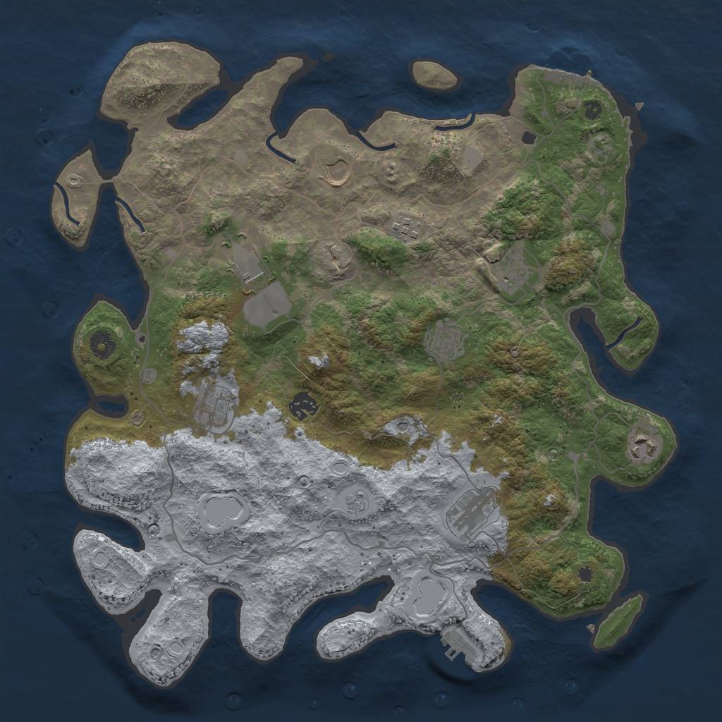 Rust Map: Procedural Map, Size: 4000, Seed: 7002, 16 Monuments