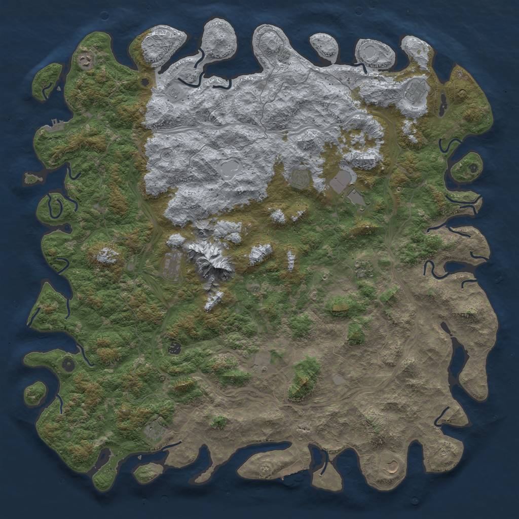 Rust Map: Procedural Map, Size: 6000, Seed: 303, 18 Monuments