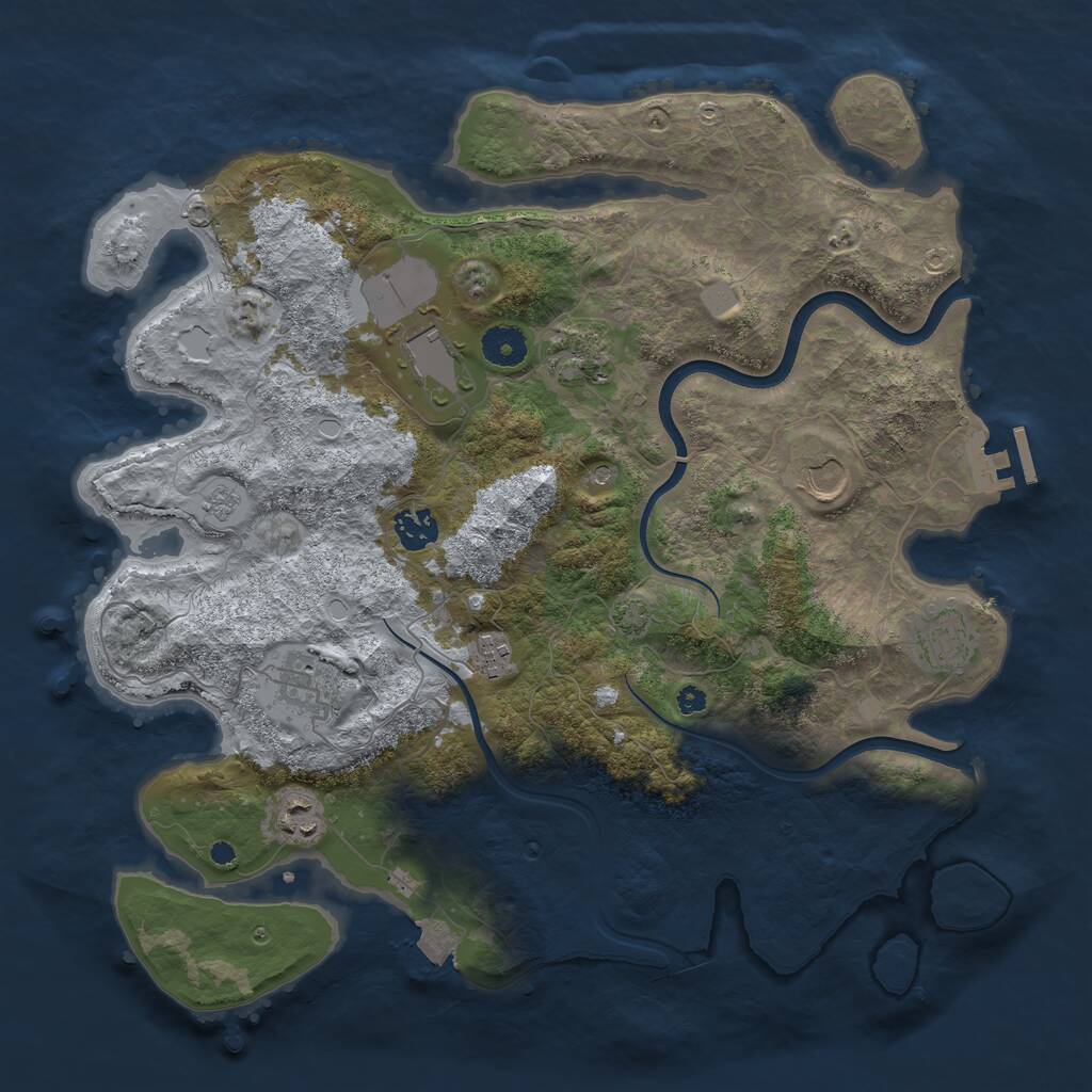 Rust Map: Procedural Map, Size: 3800, Seed: 258438302, 13 Monuments