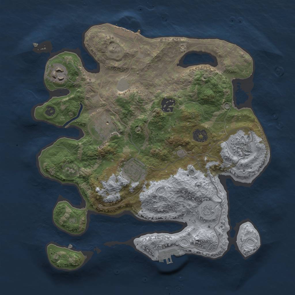 Rust Map: Procedural Map, Size: 3000, Seed: 1048847864, 11 Monuments