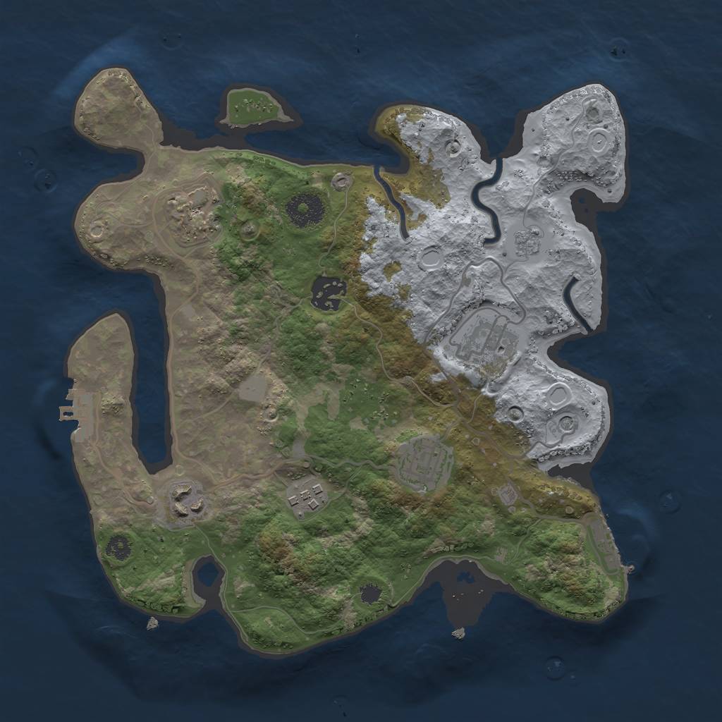 Rust Map: Procedural Map, Size: 3000, Seed: 174791290, 13 Monuments