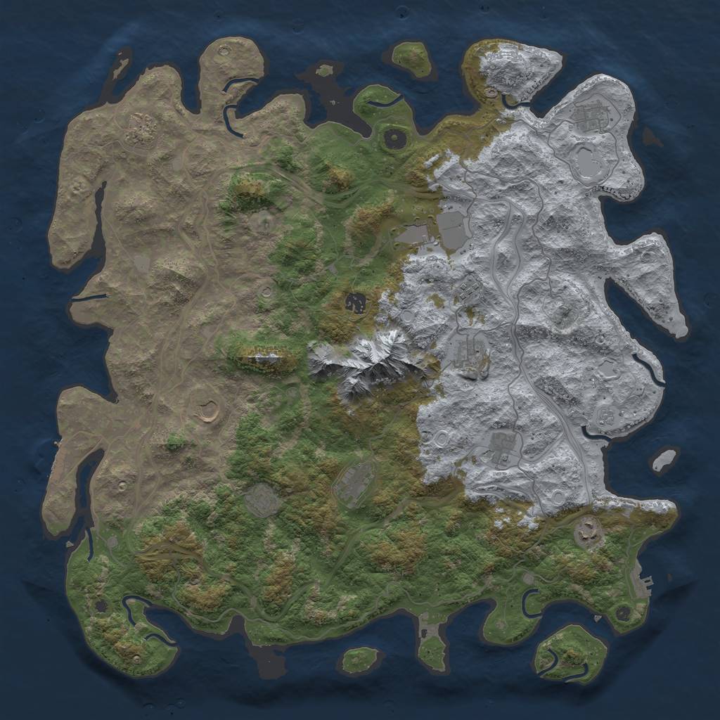 Rust Map: Procedural Map, Size: 5000, Seed: 1712613932, 18 Monuments