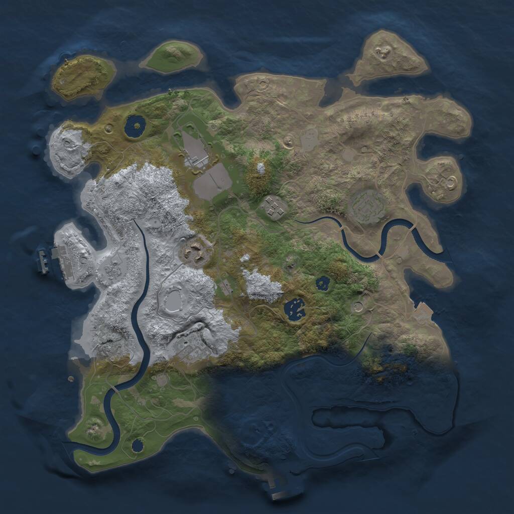 Rust Map: Procedural Map, Size: 3500, Seed: 3454303, 11 Monuments