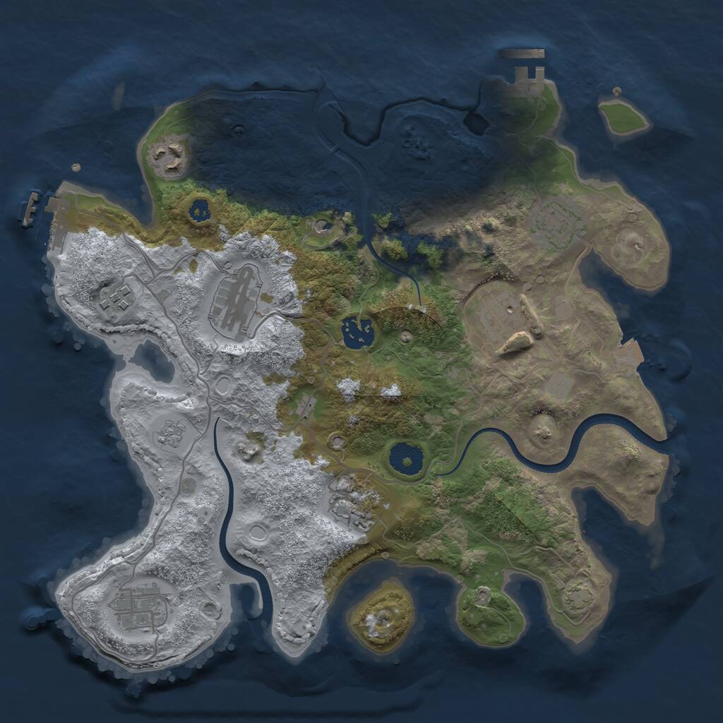 Rust Map: Procedural Map, Size: 3250, Seed: 610338336, 14 Monuments