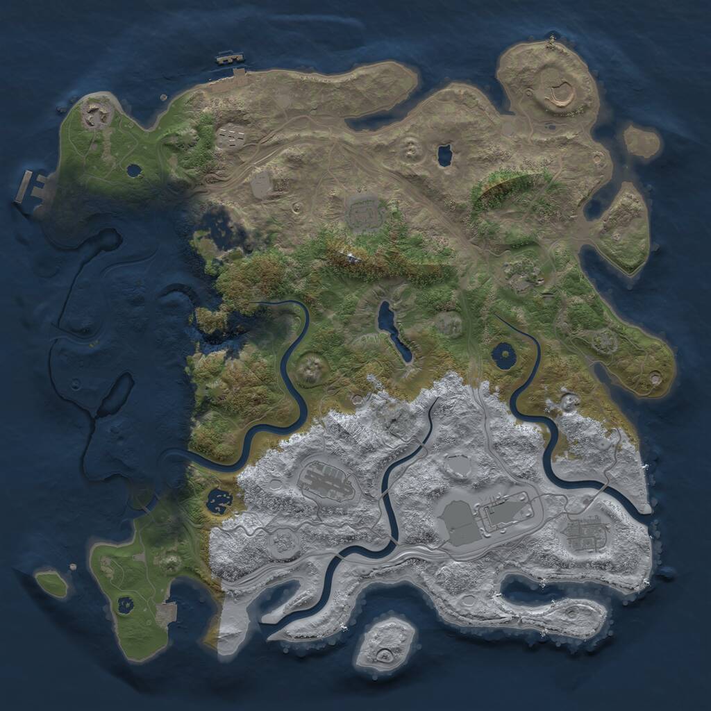 Rust Map: Procedural Map, Size: 4250, Seed: 697347235, 16 Monuments