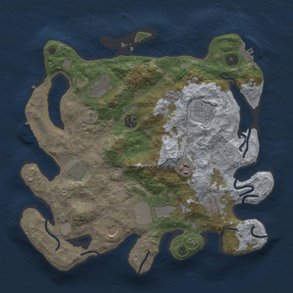 Rust Map: Procedural Map, Size: 3500, Seed: 46691522, 16 Monuments