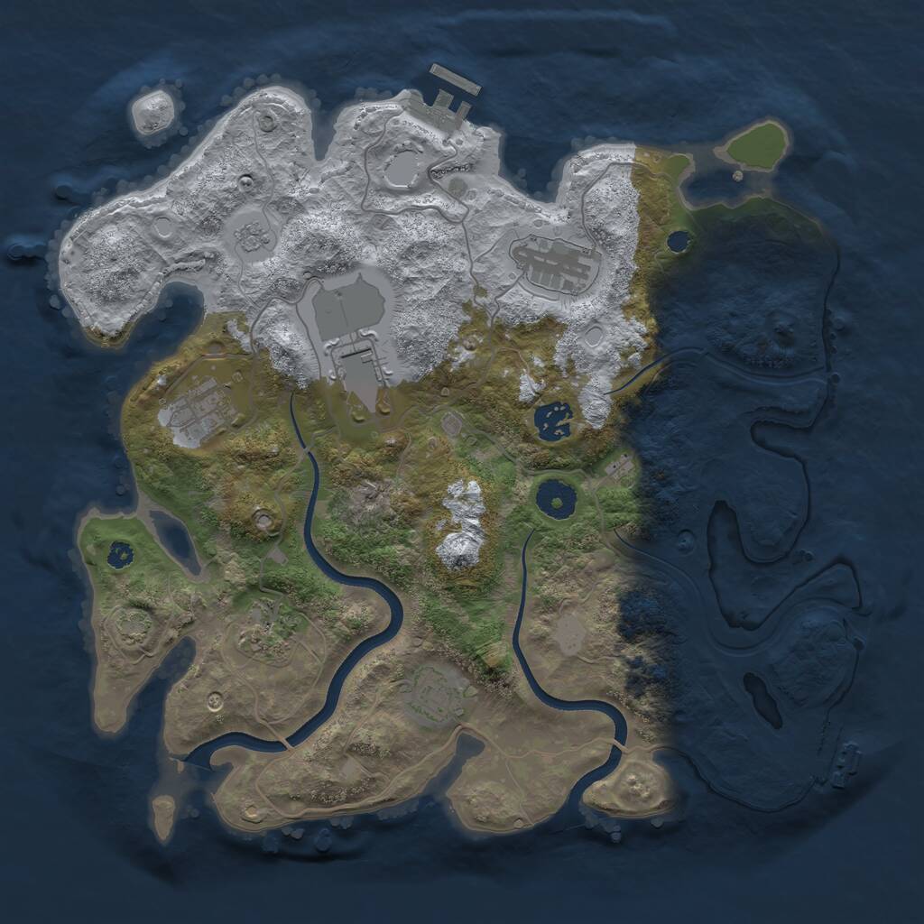 Rust Map: Procedural Map, Size: 3500, Seed: 199570226, 11 Monuments