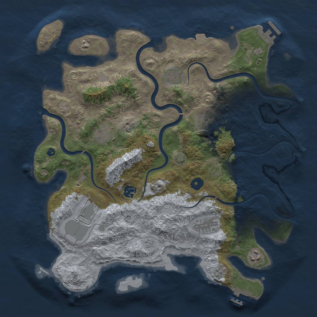 Rust Map: Procedural Map, Size: 3850, Seed: 7082042, 14 Monuments
