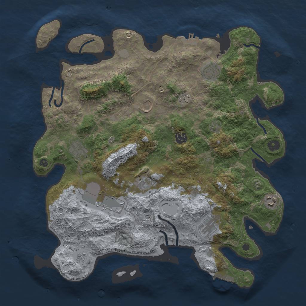 Rust Map: Procedural Map, Size: 3850, Seed: 7082042, 16 Monuments