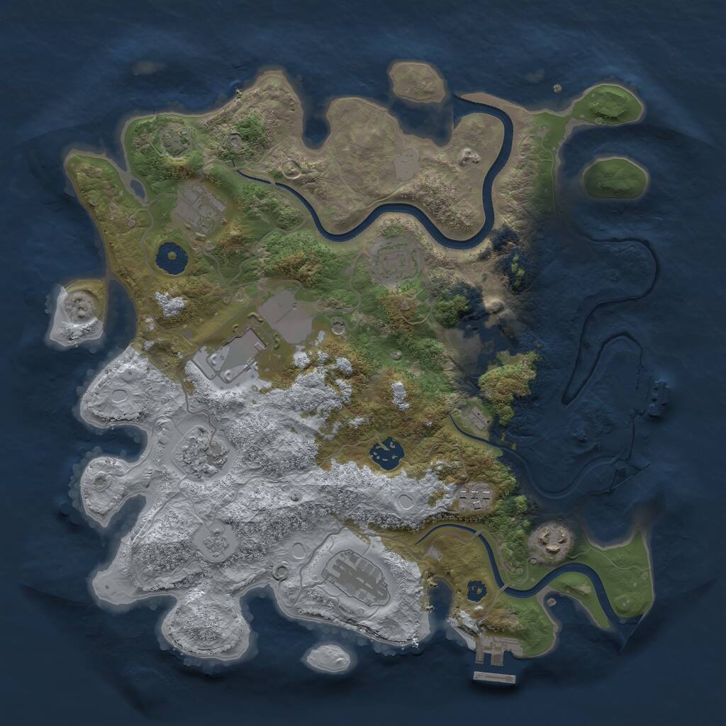 Rust Map: Procedural Map, Size: 3500, Seed: 5497465, 15 Monuments