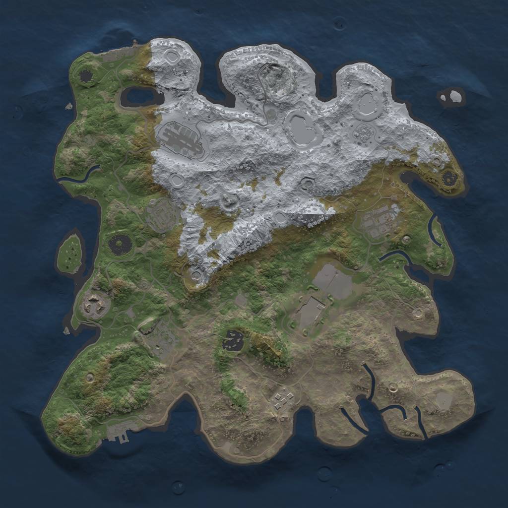 Rust Map: Procedural Map, Size: 3500, Seed: 24233048, 15 Monuments