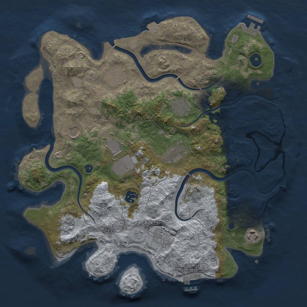 Rust Map: Procedural Map, Size: 3750, Seed: 368292763, 16 Monuments